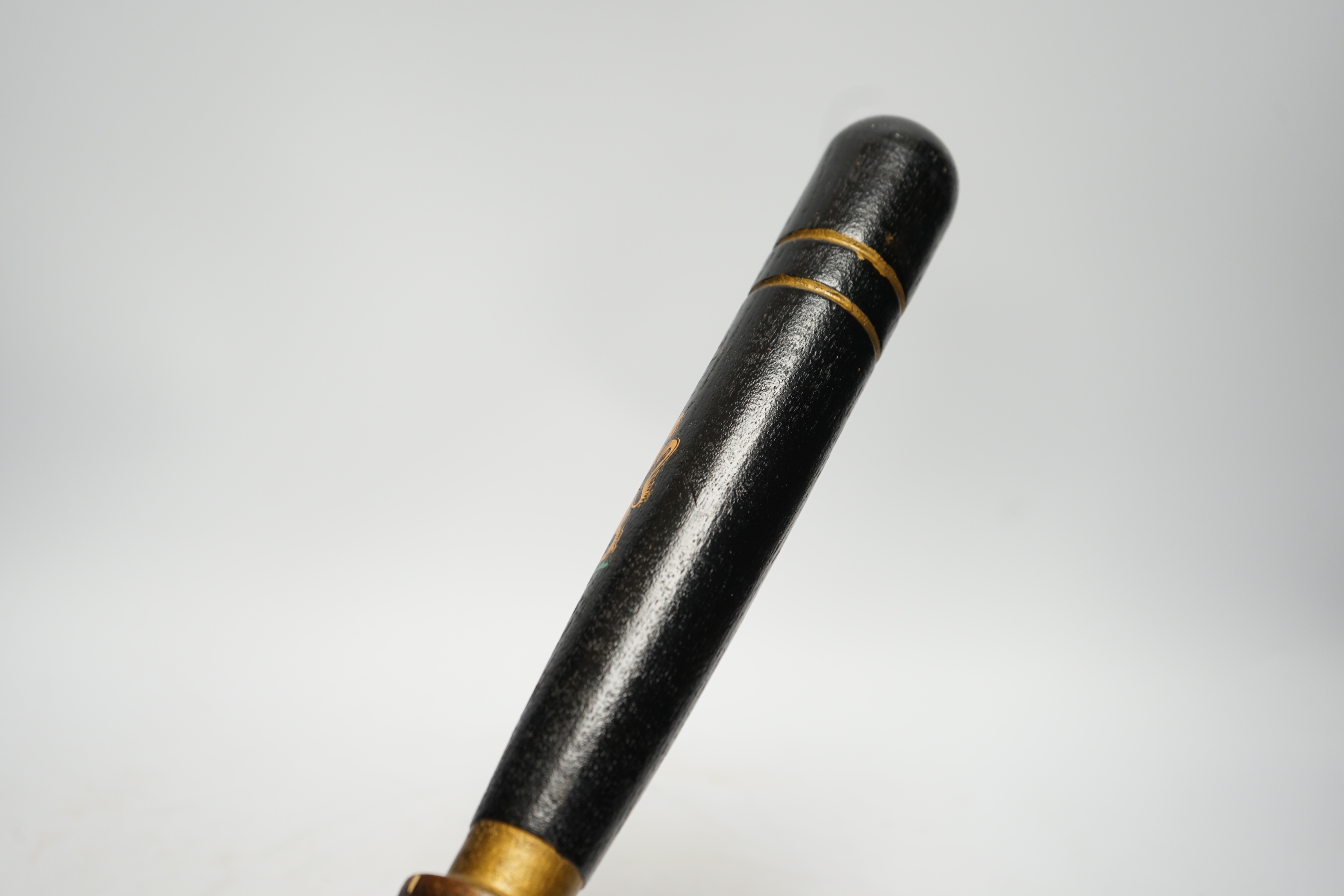 Re-painted Lancashire police truncheon, 45cm in length